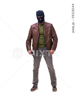 Robber wearing balaclava isolated on white background 59328344