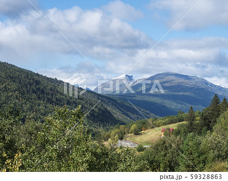 view on Romsdalen valley from the road E136 with 59328863