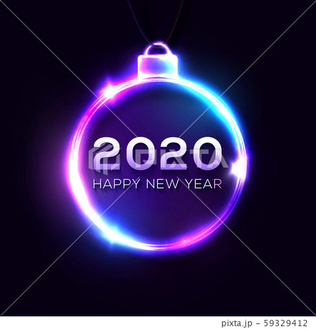 Happy New 2020 Year sign on dark blue background. 59329412