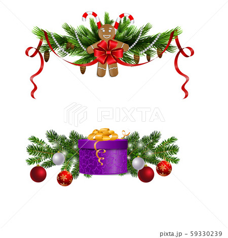 Christmas decorations with fir tree and decorations Christmas decorations with fir tree and decorations 59330239