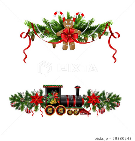 Christmas decorations with fir tree and decorations 59330243
