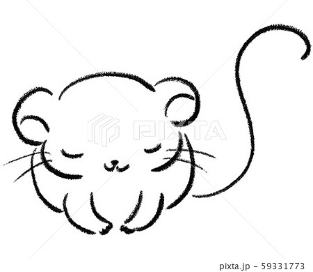 手描き おじぎ ネズミ イラストのイラスト素材