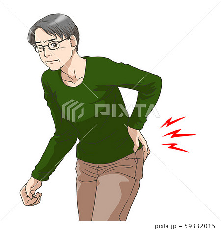 腰痛に苦しむ初老の男性のイラスト素材