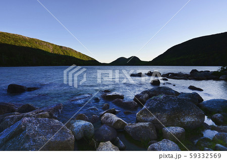 Rocks in Jordan Pond by hills in Acadia National Park, Maine, USA Rocks in Jordan Pond by hills in Acadia National Park, Maine, USA 59332569