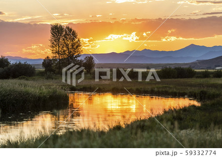 River at sunset in Picabo, Idaho, USA 59332774