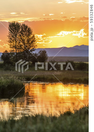 River at sunset in Picabo, Idaho, USA 59332846