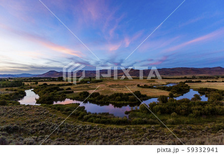 River at sunset in Picabo, Idaho, USA 59332941