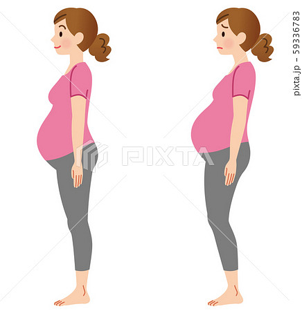 妊婦の姿勢 横向きのイラスト素材