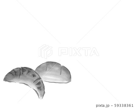 ロールパンとクロワッサン 墨の手描きイラスト のイラスト素材