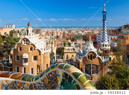 スペインバルセロナ グエル公園の写真素材