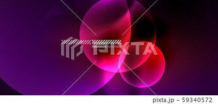 Glowing neon transparent bubbles background. Techno modern circles in dark space. Glowing neon transparent bubbles background. Techno modern circles in dark space. 59340572
