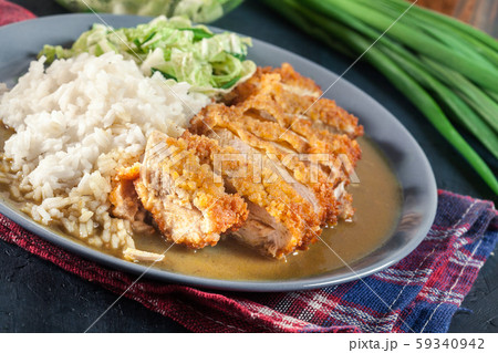 Japanese katsu curry. Deep fried breast chicken 59340942