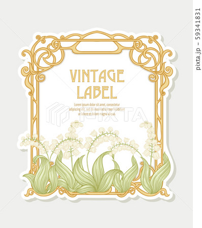 Lily of the valley. Label, decorative frame, border. Lily of the valley. Label, decorative frame, border. 59341831