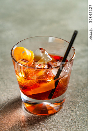 tasty alcoholic old fashioned cocktail in the bar 59342127