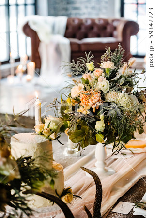 wedding table with candles and cake wedding table with candles and cake 59342223