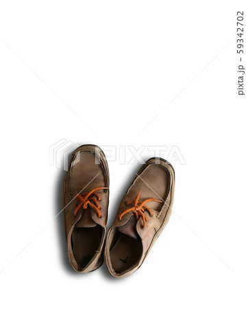 rustic old brown leather shoe isolated 59342702