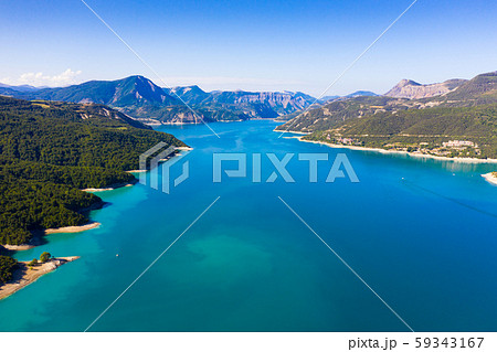 Panoramic scenic view of Serre-Poncon Lake Panoramic scenic view of Serre-Poncon Lake 59343167