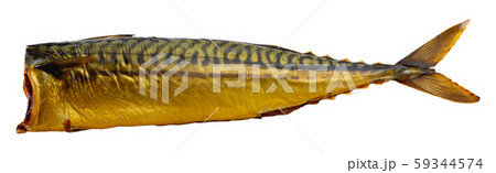 Smoked mackerel on wooden background 59344574