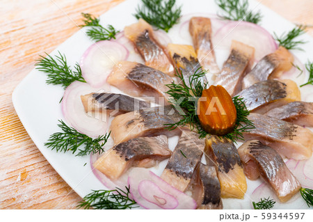 Fillet herring with dill and lemon 59344597