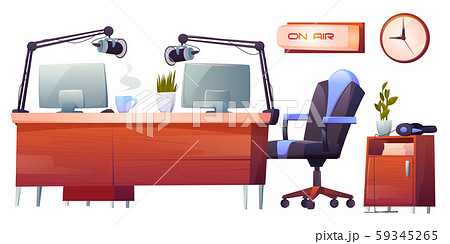 Radio station studio interior stuff set, clip art Radio station studio interior stuff set, clip art 59345265