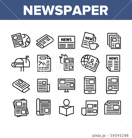 Newspaper Collection Elements Icons Set Vector Newspaper Collection Elements Icons Set Vector 59345296