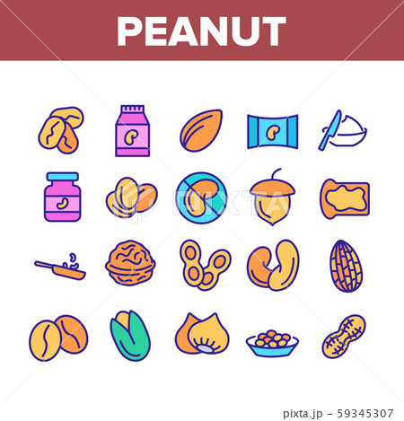 Peanut Food Collection Elements Icons Set Vector Peanut Food Collection Elements Icons Set Vector 59345307
