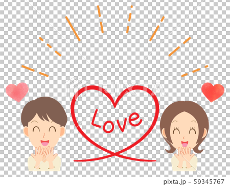 仲良しな若い男女 フレーム ベクターイラスト素材 のイラスト素材
