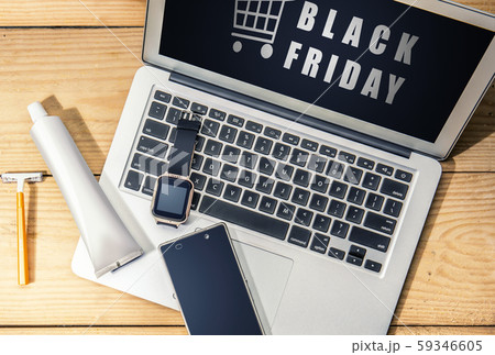 Black Friday advert on the laptop screen 59346605