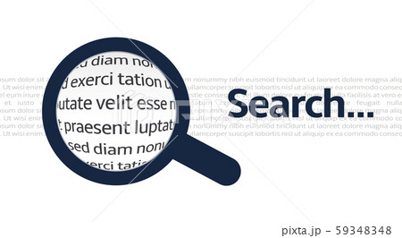 Search icon with closeup text background, magnifier in search of the necessary information in text 59348348