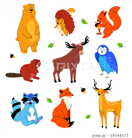 Cute forest animals - flat design style set of cartoon characters Cute forest animals - flat design style set of cartoon characters 59348375