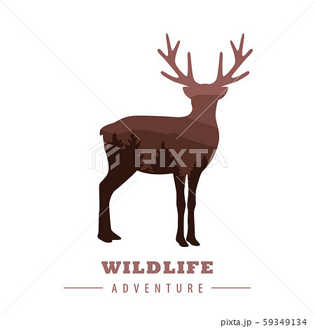 wildlife adventure elk silhouette with forest landscape 59349134