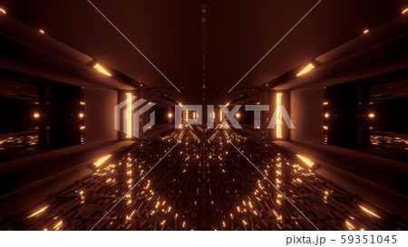 futuristic glowing scifi tunnel corridor with many nice reflections 3d rendering wallpaper 59351045