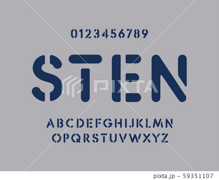 Stencil letters and numbers set. Graffity bold vector latin alphabet template. Rounded fat font for Stencil letters and numbers set. Graffity bold vector latin alphabet template. Rounded fat font for 59351107