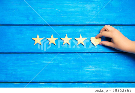 four stars and heart on a blue background. rating four stars and heart on a blue background. rating 59352365