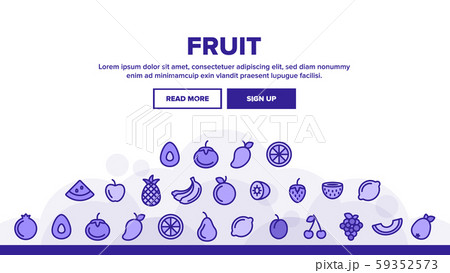 Collection Nature Fruit Elements Vector Icons Set 59352573