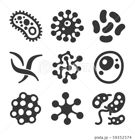 Bacteria and Virus Icons Set on White Background. Vector Bacteria and Virus Icons Set on White Background. Vector 59352574