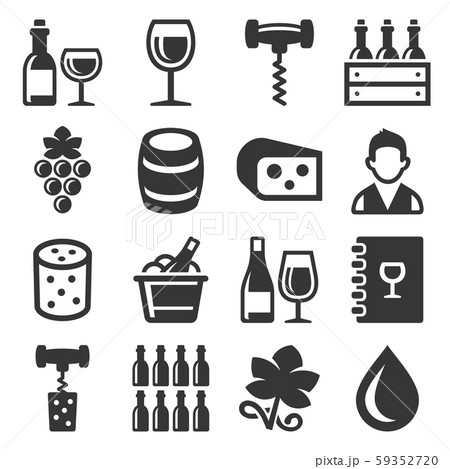 Wine Icons Set on White Background. Vector Wine Icons Set on White Background. Vector 59352720