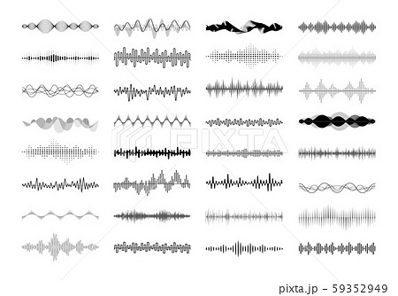 Set of waving, vibration and pulsing lines. Graphic design elements for financial monitoring Set of waving, vibration and pulsing lines. Graphic design elements for financial monitoring 59352949