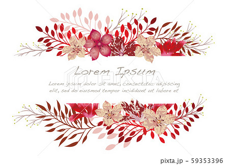 水彩風 テキストスペース付き花の背景イラストのイラスト素材