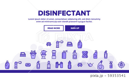 Disinfectant, Antibacterial Substance Vector Thin Line Icons Set 59353541