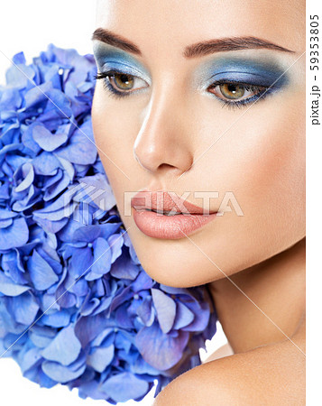 Makeup Face Flower Blue Woman Fashion 59353805