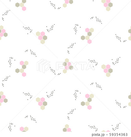 Seamless pattern with honey cells and dots texture vector. 59354363