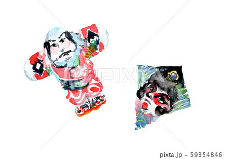 凧 縁起物 お正月 水彩 イラスト のイラスト素材