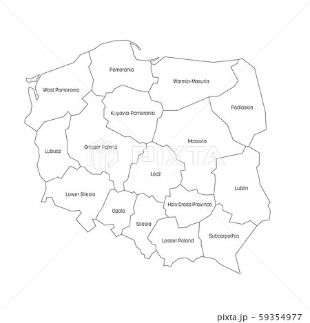 Voivodeships of Poland. Map of regional country administrative divisions. Colorful vector Voivodeships of Poland. Map of regional country administrative divisions. Colorful vector 59354977