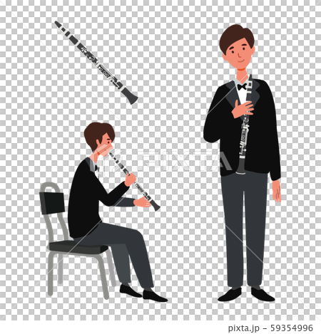 クラリネットを持った男性のベクターイラストのイラスト素材