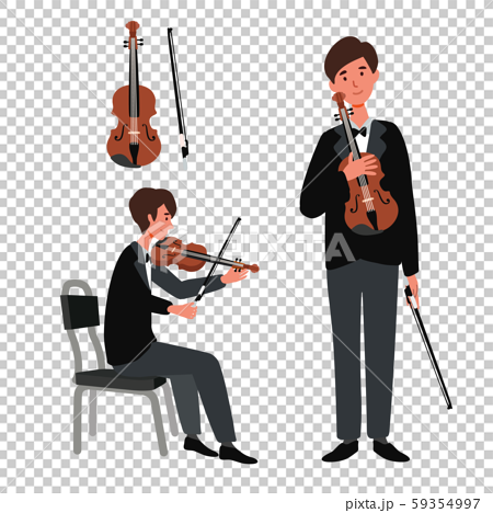 ヴァイオリンを持った男性のベクターイラストのイラスト素材