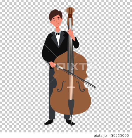 コントラバスを持った男性のベクターイラスト コントラバスを持った男性のベクターイラスト 59355000