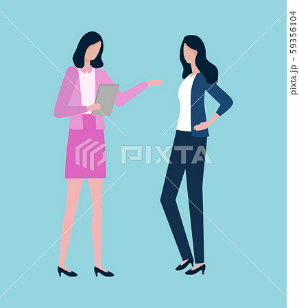Two Women Discussing Business Issues Isolated 59356104