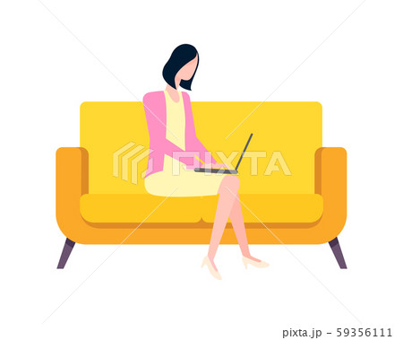Woman Working with Laptop and Gadget Freelance Woman Working with Laptop and Gadget Freelance 59356111