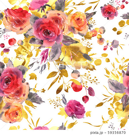 Gentle watercolor floral seamless pattern. Red, Gentle watercolor floral seamless pattern. Red, 59356870